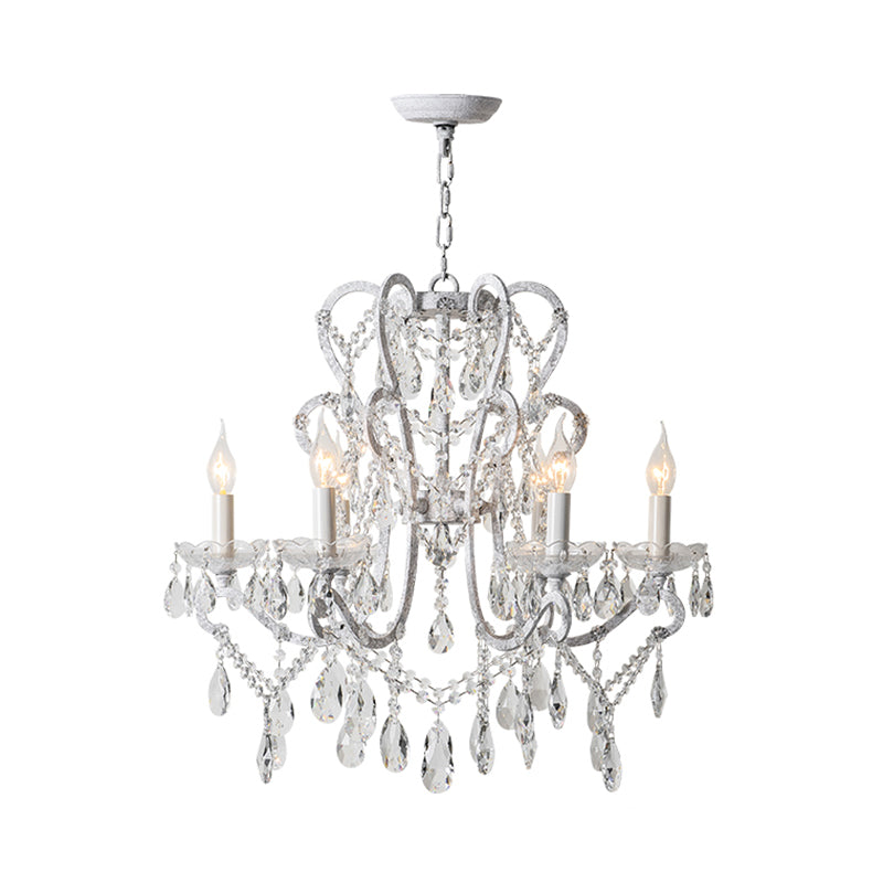 Candle Metal Chandelier Pendant Light Vintage Living Room Hanging Light with Crystal Bead Accent Clearhalo 'Ceiling Lights' 'Chandeliers' Lighting' options 2198036