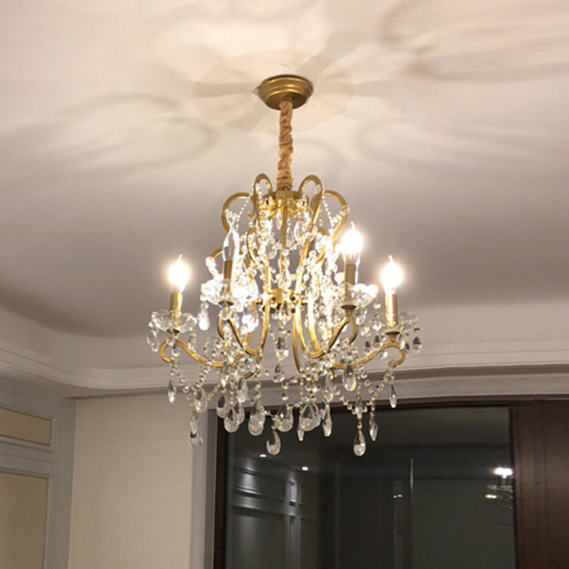 Traditional Crown Chandelier Lighting Crystal Pendant Light with Metallic Candlestick Clearhalo 'Ceiling Lights' 'Chandeliers' Lighting' options 2198064