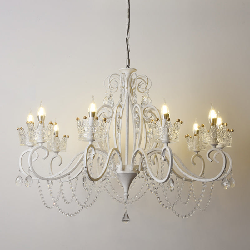 Traditional Crown Chandelier Lighting Crystal Pendant Light with Metallic Candlestick Clearhalo 'Ceiling Lights' 'Chandeliers' Lighting' options 2198065