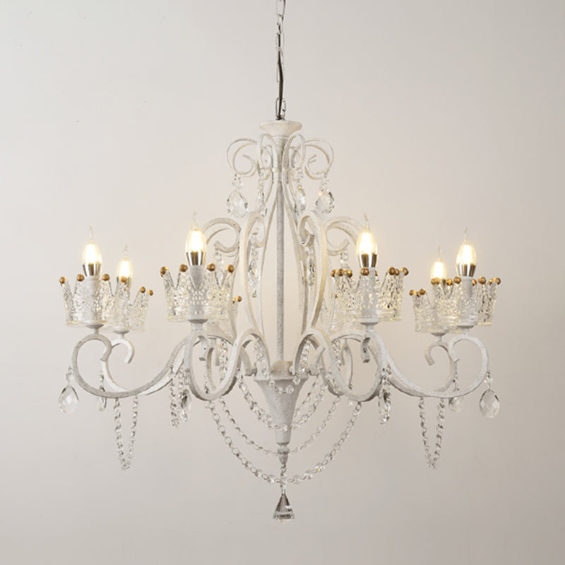 Traditional Crown Chandelier Lighting Crystal Pendant Light with Metallic Candlestick Clearhalo 'Ceiling Lights' 'Chandeliers' Lighting' options 2198066