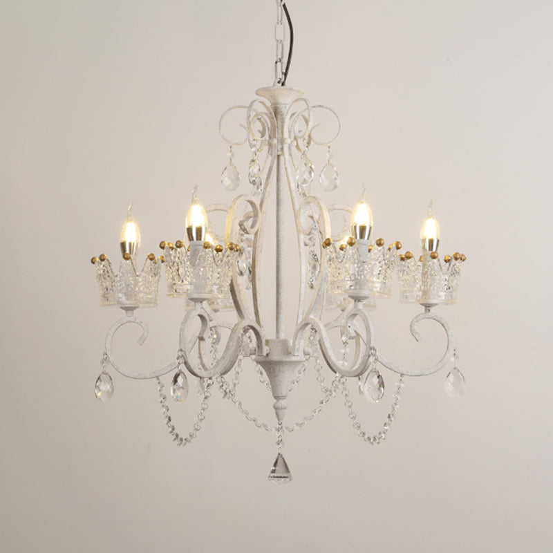 Traditional Crown Chandelier Lighting Crystal Pendant Light with Metallic Candlestick Clearhalo 'Ceiling Lights' 'Chandeliers' Lighting' options 2198067