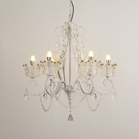 Traditional Crown Chandelier Lighting Crystal Pendant Light with Metallic Candlestick Clearhalo 'Ceiling Lights' 'Chandeliers' Lighting' options 2198067