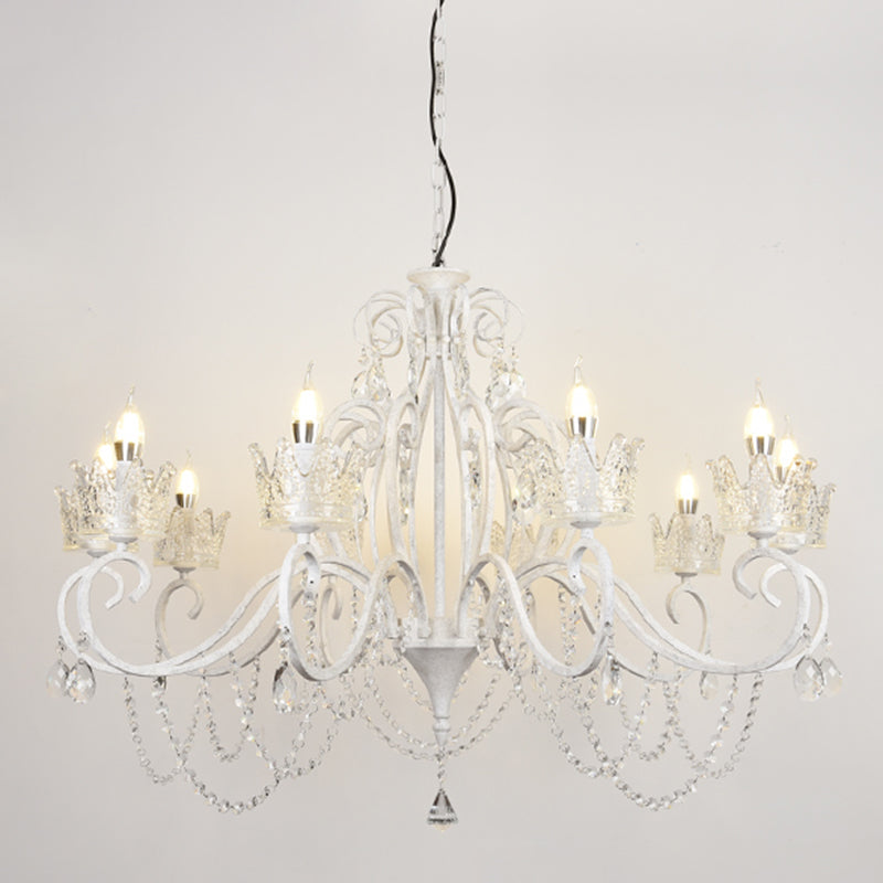 Traditional Crown Chandelier Lighting Crystal Pendant Light with Metallic Candlestick Clearhalo 'Ceiling Lights' 'Chandeliers' Lighting' options 2198068