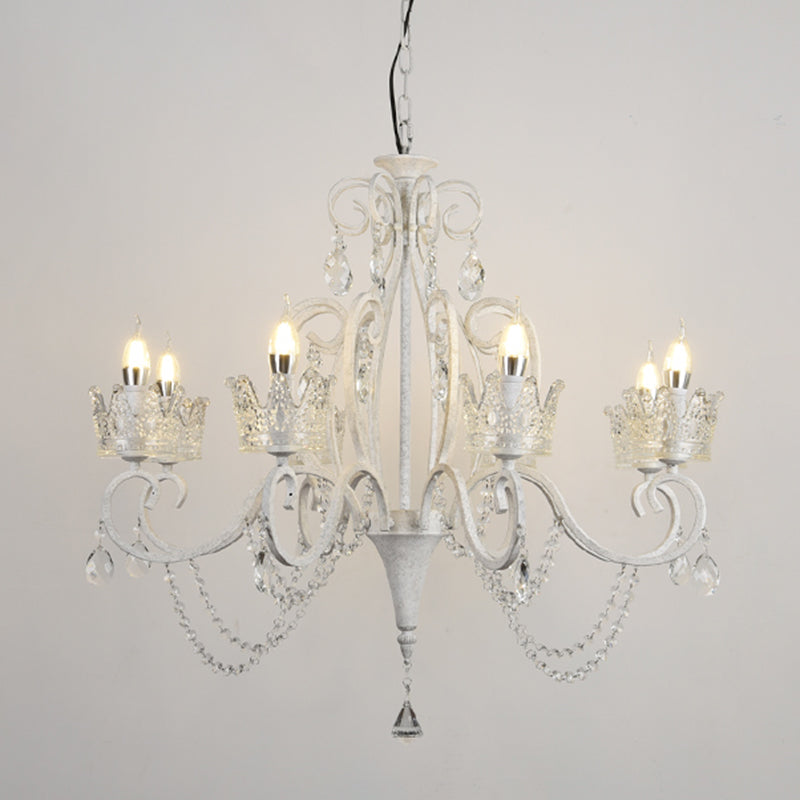 Traditional Crown Chandelier Lighting Crystal Pendant Light with Metallic Candlestick Clearhalo 'Ceiling Lights' 'Chandeliers' Lighting' options 2198070