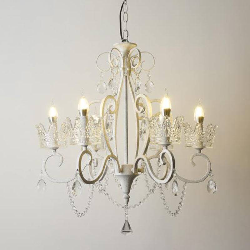 Traditional Crown Chandelier Lighting Crystal Pendant Light with Metallic Candlestick Clearhalo 'Ceiling Lights' 'Chandeliers' Lighting' options 2198071