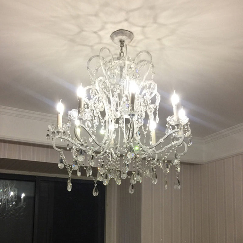 Traditional Crown Chandelier Lighting Crystal Pendant Light with Metallic Candlestick Clearhalo 'Ceiling Lights' 'Chandeliers' Lighting' options 2198073