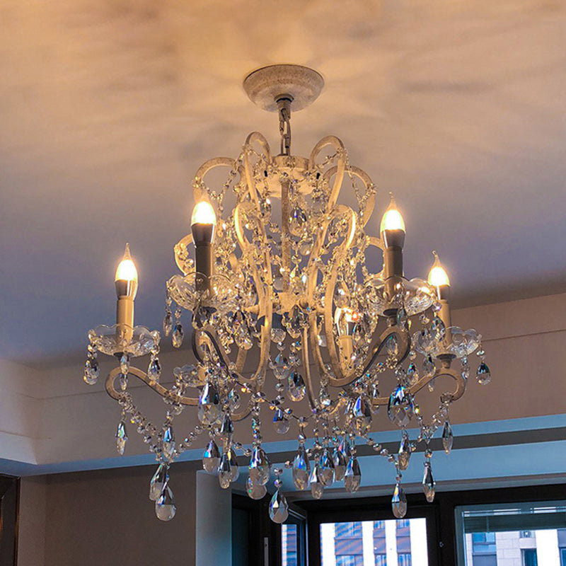 Traditional Crown Chandelier Lighting Crystal Pendant Light with Metallic Candlestick Clearhalo 'Ceiling Lights' 'Chandeliers' Lighting' options 2198074