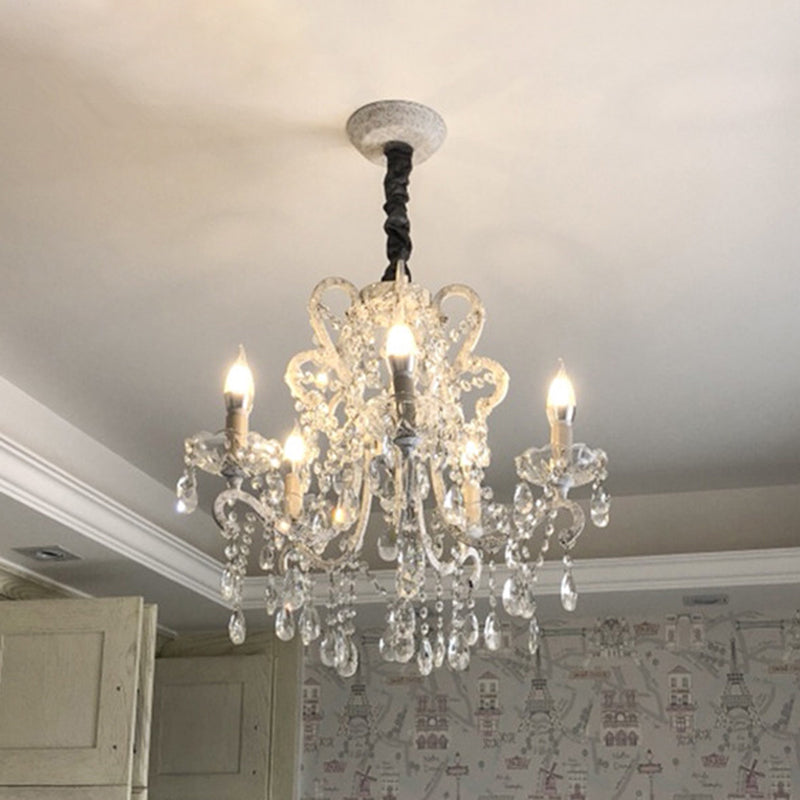 Traditional Crown Chandelier Lighting Crystal Pendant Light with Metallic Candlestick Clearhalo 'Ceiling Lights' 'Chandeliers' Lighting' options 2198075