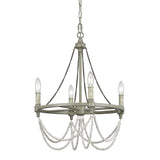 Metallic Candle Chandelier Light Retro Dining Room Pendant Light with Hanging Crystal Bead in Grey Clearhalo 'Ceiling Lights' 'Chandeliers' Lighting' options 2198101