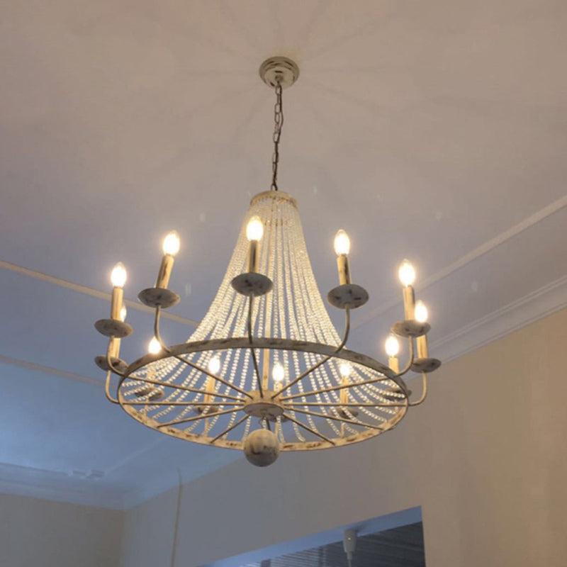 Antique Candelabra Chandelier Lighting Metal Pendant Light with Crystal Bead Decor Clearhalo 'Ceiling Lights' 'Chandeliers' Lighting' options 2198107