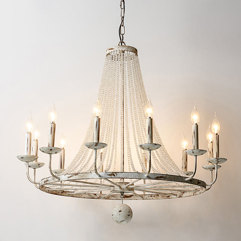 Antique Candelabra Chandelier Lighting Metal Pendant Light with Crystal Bead Decor Clearhalo 'Ceiling Lights' 'Chandeliers' Lighting' options 2198108