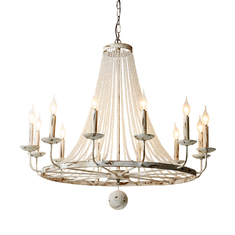 Antique Candelabra Chandelier Lighting Metal Pendant Light with Crystal Bead Decor Clearhalo 'Ceiling Lights' 'Chandeliers' Lighting' options 2198109