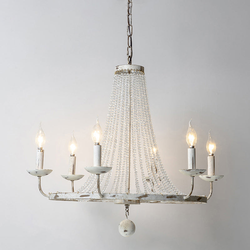 Antique Candelabra Chandelier Lighting Metal Pendant Light with Crystal Bead Decor Clearhalo 'Ceiling Lights' 'Chandeliers' Lighting' options 2198111