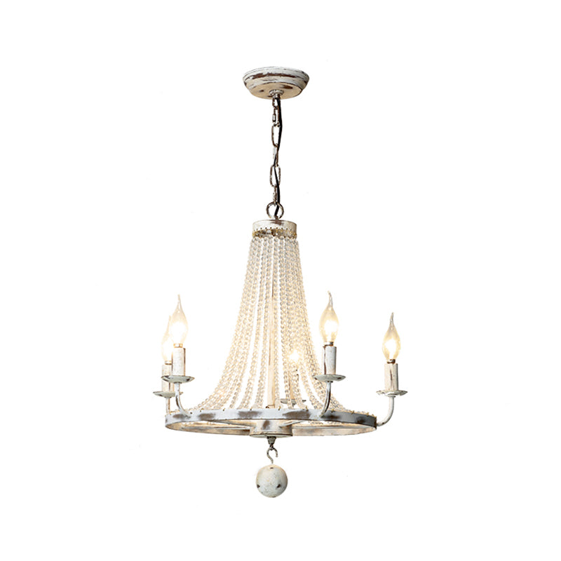 Antique Candelabra Chandelier Lighting Metal Pendant Light with Crystal Bead Decor Clearhalo 'Ceiling Lights' 'Chandeliers' Lighting' options 2198113