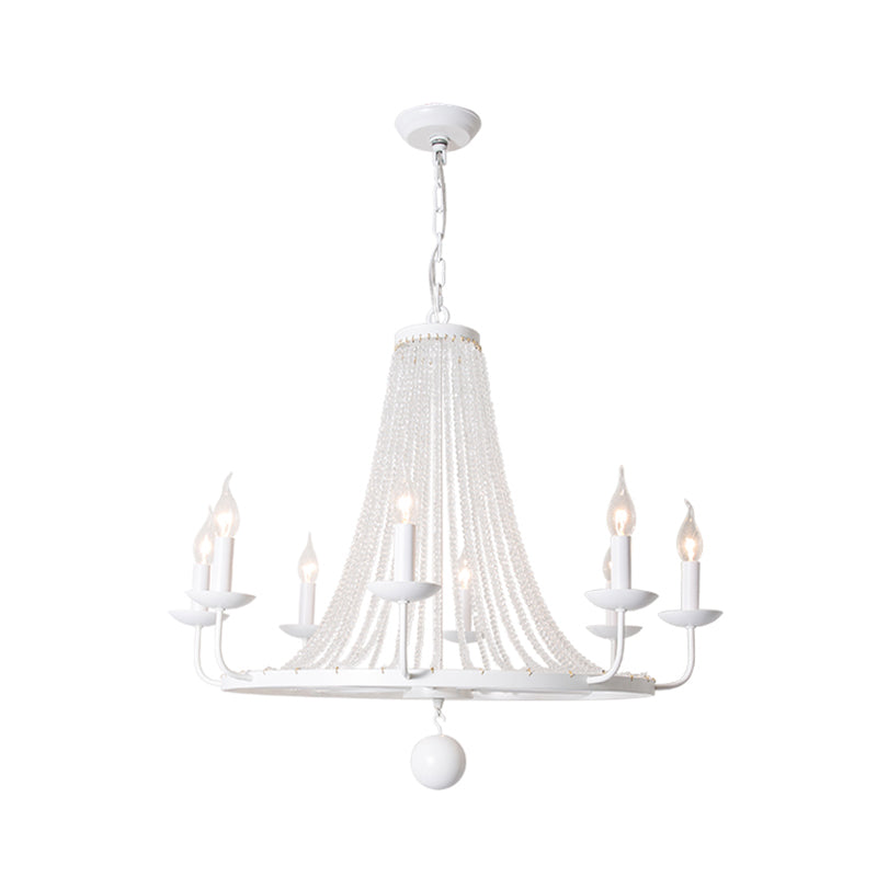 Antique Candelabra Chandelier Lighting Metal Pendant Light with Crystal Bead Decor 8 White Clearhalo 'Ceiling Lights' 'Chandeliers' Lighting' options 2198116_29e5cfa0-cf92-4087-bc5c-249e12111ac8