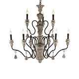 Candelabra Wooden Ceiling Lighting Traditional Dining Room Chandelier Light with Curved Arm in Rust Clearhalo 'Ceiling Lights' 'Chandeliers' Lighting' options 2198122