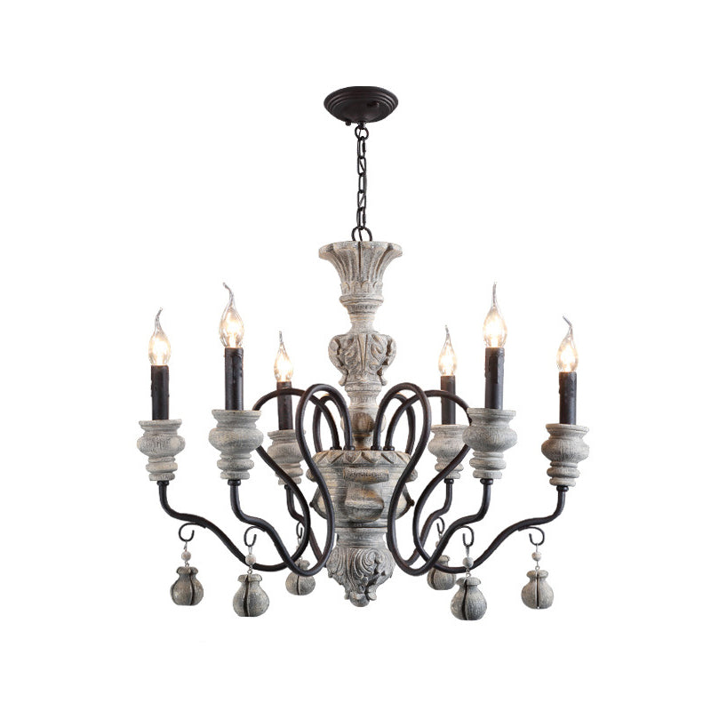 Candelabra Wooden Ceiling Lighting Traditional Dining Room Chandelier Light with Curved Arm in Rust Clearhalo 'Ceiling Lights' 'Chandeliers' Lighting' options 2198124