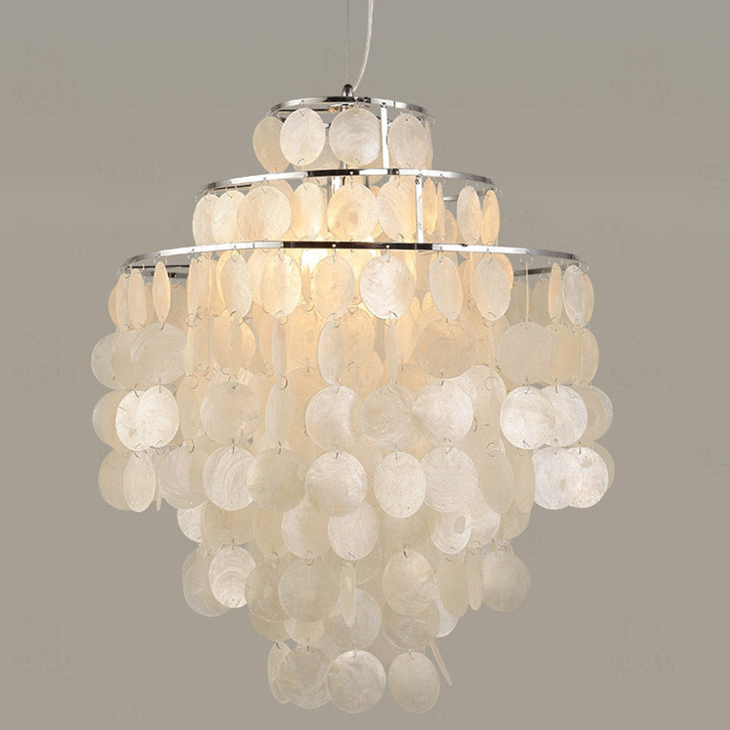 Shell Hanging String Ceiling Lighting Traditional Restaurant Chandelier Light Fixture Clearhalo 'Ceiling Lights' 'Chandeliers' Lighting' options 2198152