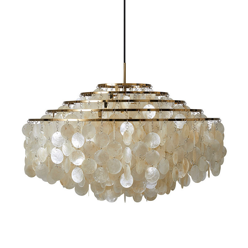 Shell Hanging String Ceiling Lighting Traditional Restaurant Chandelier Light Fixture Gold 19.5" Clearhalo 'Ceiling Lights' 'Chandeliers' Lighting' options 2198154_10211317-567d-4273-88bf-1eee6fe9c0db