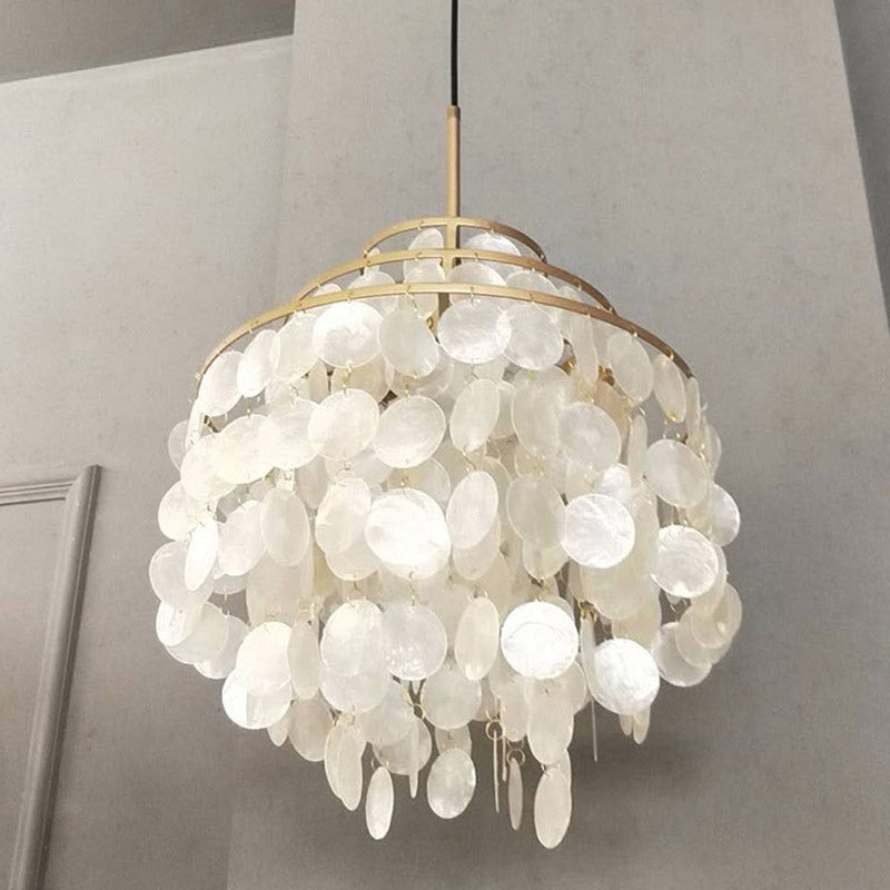 Shell Hanging String Ceiling Lighting Traditional Restaurant Chandelier Light Fixture Clearhalo 'Ceiling Lights' 'Chandeliers' Lighting' options 2198155