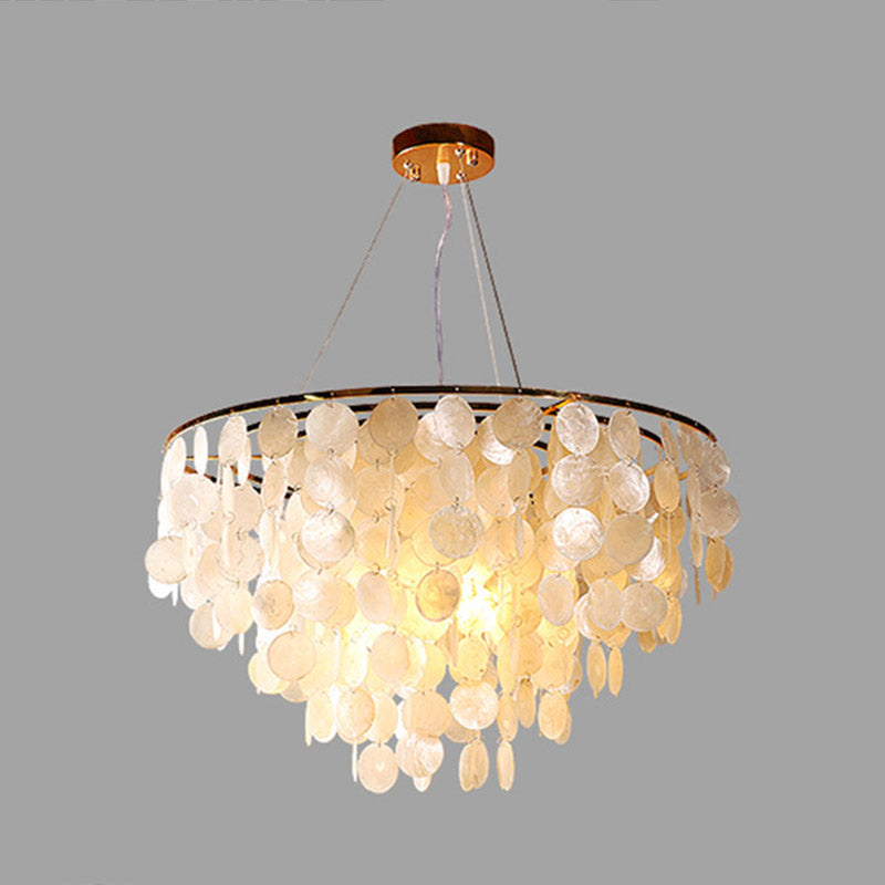 String Dining Room Chandelier Pendant Light Minimalist Shell Gold Hanging Lighting Clearhalo 'Ceiling Lights' 'Chandeliers' Lighting' options 2198160