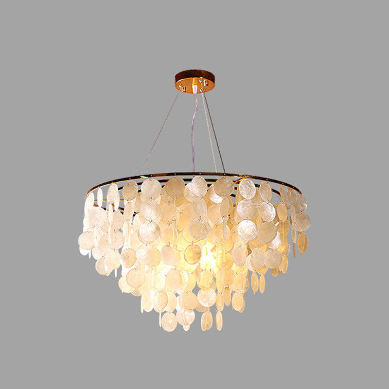 String Dining Room Chandelier Pendant Light Minimalist Shell Gold Hanging Lighting Clearhalo 'Ceiling Lights' 'Chandeliers' Lighting' options 2198161