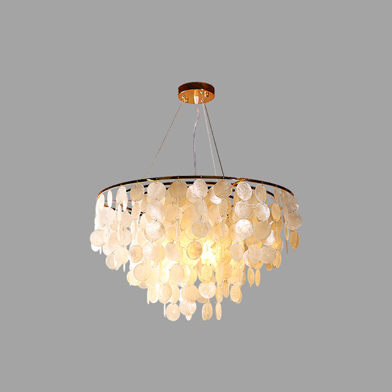 String Dining Room Chandelier Pendant Light Minimalist Shell Gold Hanging Lighting Clearhalo 'Ceiling Lights' 'Chandeliers' Lighting' options 2198162