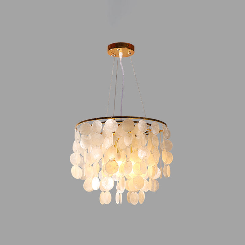 String Dining Room Chandelier Pendant Light Minimalist Shell Gold Hanging Lighting Clearhalo 'Ceiling Lights' 'Chandeliers' Lighting' options 2198163