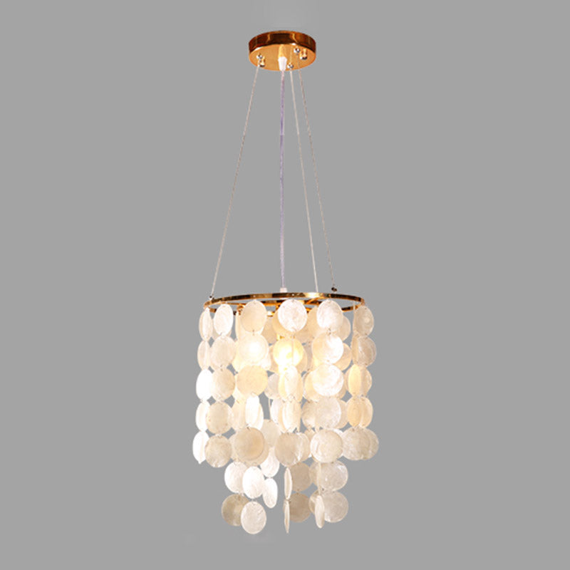 String Dining Room Chandelier Pendant Light Minimalist Shell Gold Hanging Lighting Clearhalo 'Ceiling Lights' 'Chandeliers' Lighting' options 2198165