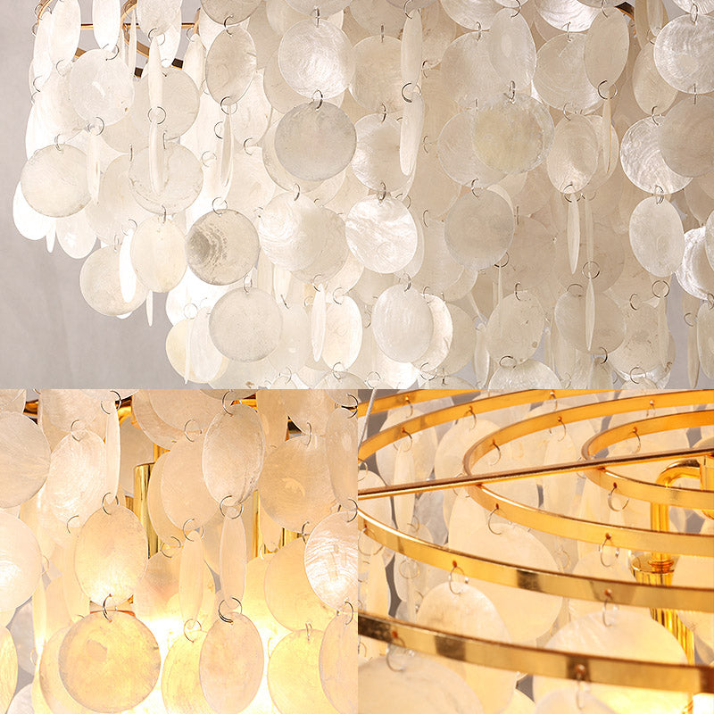 String Dining Room Chandelier Pendant Light Minimalist Shell Gold Hanging Lighting Clearhalo 'Ceiling Lights' 'Chandeliers' Lighting' options 2198166