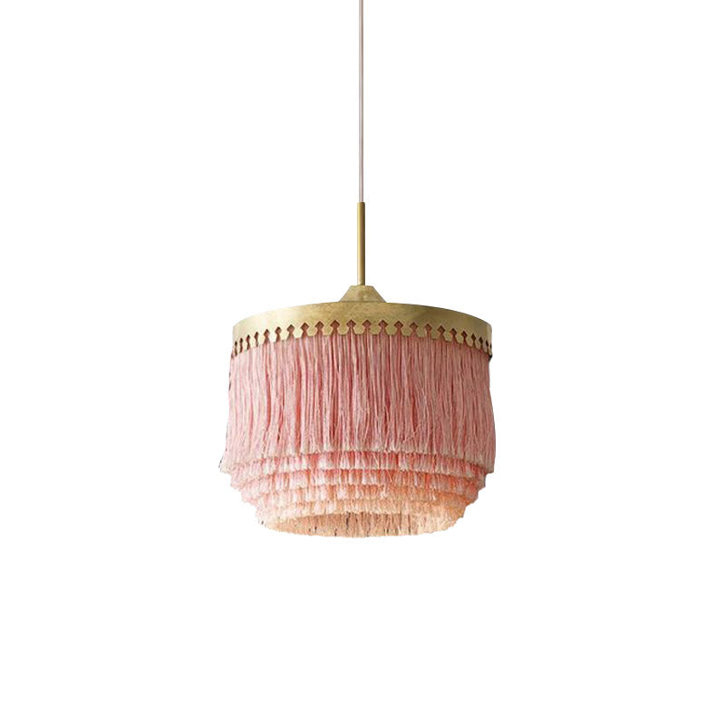 Single Pendant Light Minimalism Round Shade Fringe Suspension Light Fixture in Gold Clearhalo 'Ceiling Lights' 'Chandeliers' Lighting' options 2198175