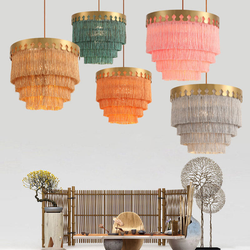 Tiered Living Room Suspension Light Simple Fringe Single-Bulb Gold Pendant Light Fixture Clearhalo 'Ceiling Lights' 'Pendant Lights' 'Pendants' Lighting' 2198181