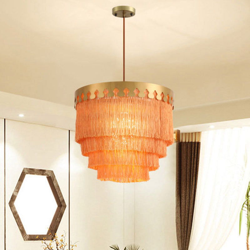 Tiered Living Room Suspension Light Simple Fringe Single-Bulb Gold Pendant Light Fixture Clearhalo 'Ceiling Lights' 'Pendant Lights' 'Pendants' Lighting' 2198183