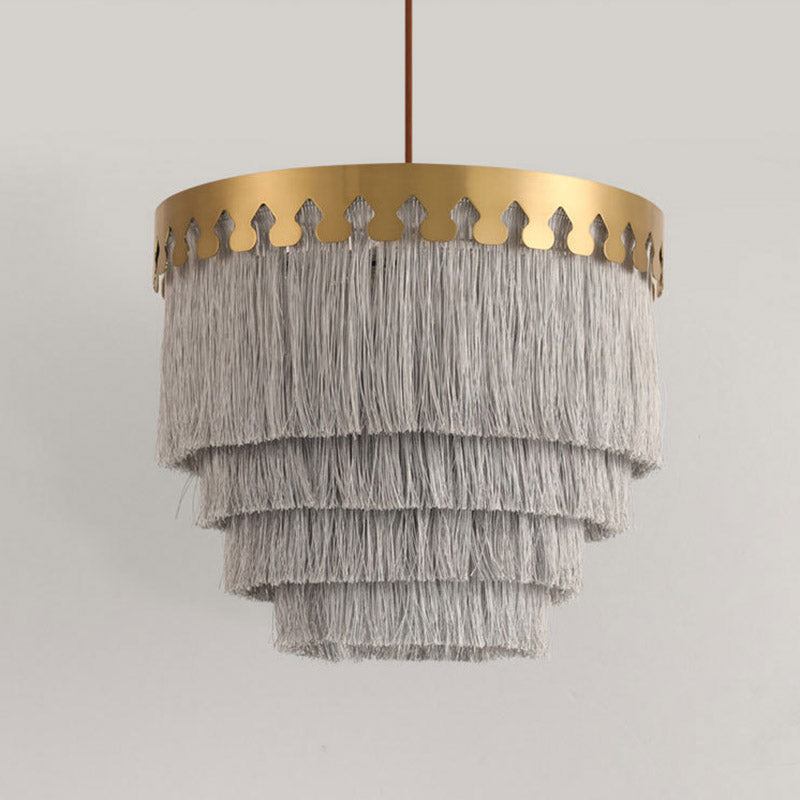 Tiered Living Room Suspension Light Simple Fringe Single-Bulb Gold Pendant Light Fixture Clearhalo 'Ceiling Lights' 'Pendant Lights' 'Pendants' Lighting' 2198188