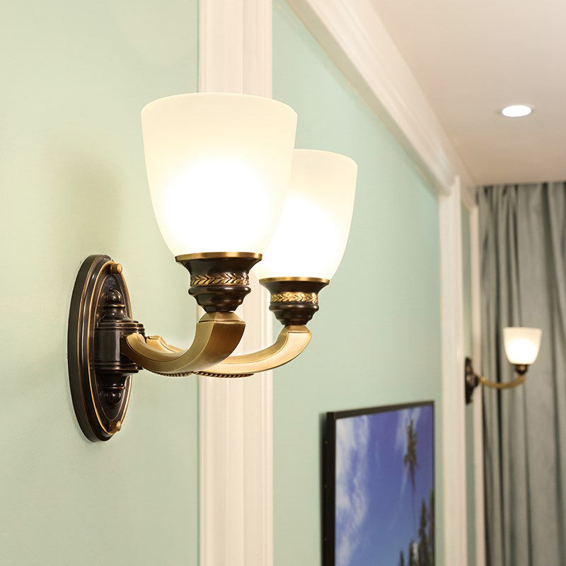 Traditional Bell Shade Wall Mount Light Handblown Glass Wall Light