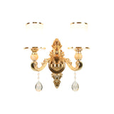 Opal Glass Gold Wall Light Flower Shade Antique Wall Lighting Fixture with Crystal Accent Clearhalo 'Wall Lamps & Sconces' 'Wall Lights' Lighting' 2198386