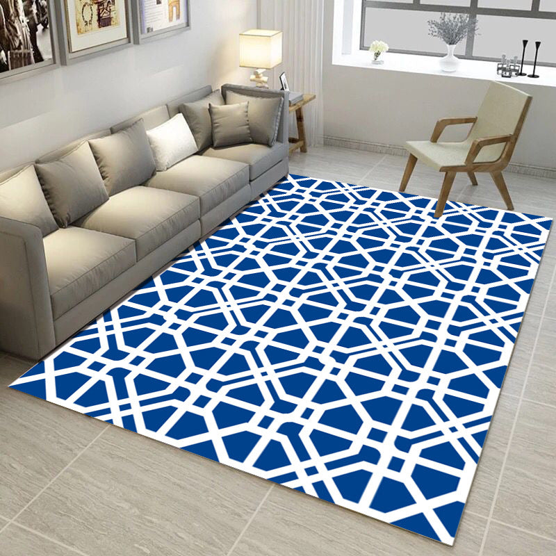 Multi Color Simple Style Rug Polypropylene Geometric Print Rug Washable Non-Slip Backing Pet Friendly Rug for Living Room Blue Clearhalo 'Area Rug' 'Modern' 'Rugs' Rug' 2198976