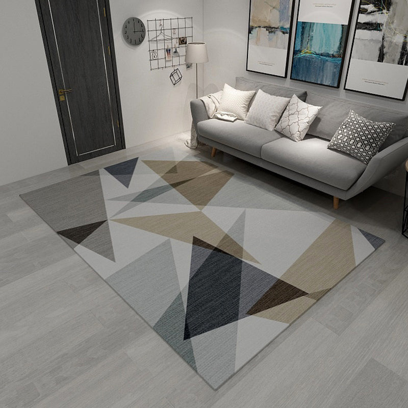 Simplicity Living Room Rug Multi-Color Geometrical Area Carpet Polyester Pet Friendly Anti-Slip Machine Washable Rug Gray-Khaki Clearhalo 'Area Rug' 'Modern' 'Rugs' Rug' 2198994