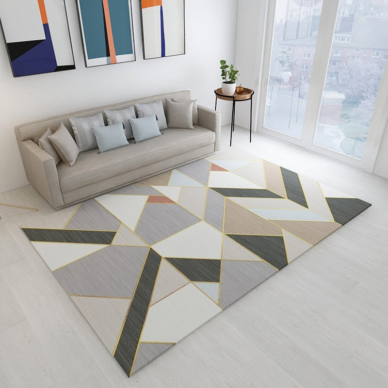 Simplicity Living Room Rug Multi-Color Geometrical Area Carpet Polyester Pet Friendly Anti-Slip Machine Washable Rug Clearhalo 'Area Rug' 'Modern' 'Rugs' Rug' 2198996