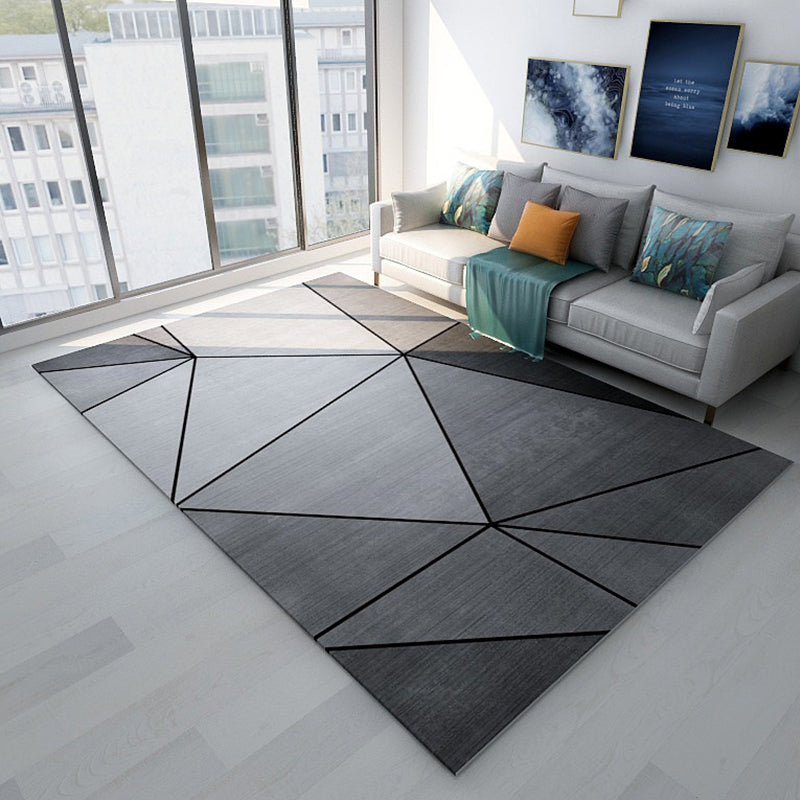 Simplicity Living Room Rug Multi-Color Geometrical Area Carpet Polyester Pet Friendly Anti-Slip Machine Washable Rug Dark Gray Clearhalo 'Area Rug' 'Modern' 'Rugs' Rug' 2199001