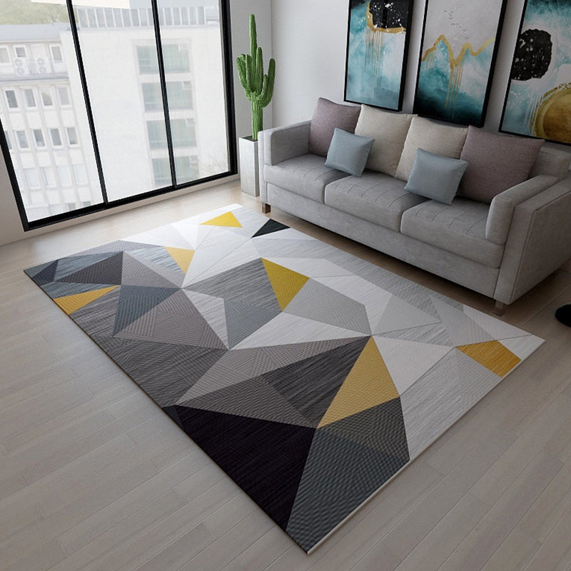 Simplicity Living Room Rug Multi-Color Geometrical Area Carpet Polyester Pet Friendly Anti-Slip Machine Washable Rug Brown Clearhalo 'Area Rug' 'Modern' 'Rugs' Rug' 2199003