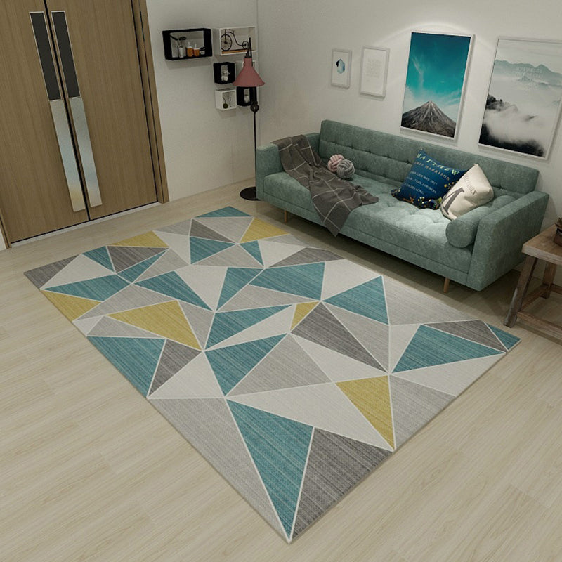 Simplicity Living Room Rug Multi-Color Geometrical Area Carpet Polyester Pet Friendly Anti-Slip Machine Washable Rug Green Clearhalo 'Area Rug' 'Modern' 'Rugs' Rug' 2199005