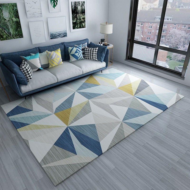 Simplicity Living Room Rug Multi-Color Geometrical Area Carpet Polyester Pet Friendly Anti-Slip Machine Washable Rug Clearhalo 'Area Rug' 'Modern' 'Rugs' Rug' 2199008