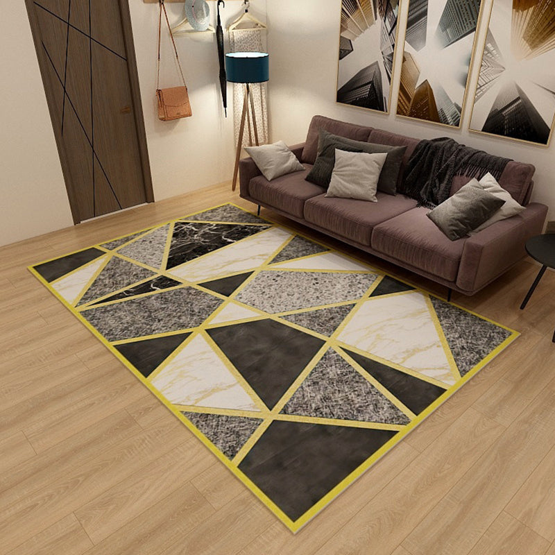 Simplicity Living Room Rug Multi-Color Geometrical Area Carpet Polyester Pet Friendly Anti-Slip Machine Washable Rug Black Clearhalo 'Area Rug' 'Modern' 'Rugs' Rug' 2199010