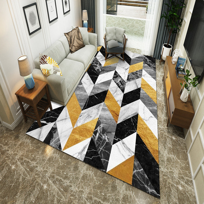 Modernist Geometric Block Rug Multicolor Synthetics Rug Stain Resistant Washable Non-Slip Rug for Family Room Yellow Clearhalo 'Area Rug' 'Modern' 'Rugs' Rug' 2199019