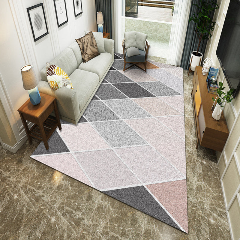 Modernist Geometric Block Rug Multicolor Synthetics Rug Stain Resistant Washable Non-Slip Rug for Family Room Light Pink Clearhalo 'Area Rug' 'Modern' 'Rugs' Rug' 2199021