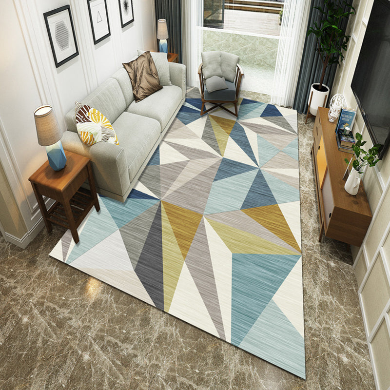 Modernist Geometric Block Rug Multicolor Synthetics Rug Stain Resistant Washable Non-Slip Rug for Family Room Green Clearhalo 'Area Rug' 'Modern' 'Rugs' Rug' 2199032