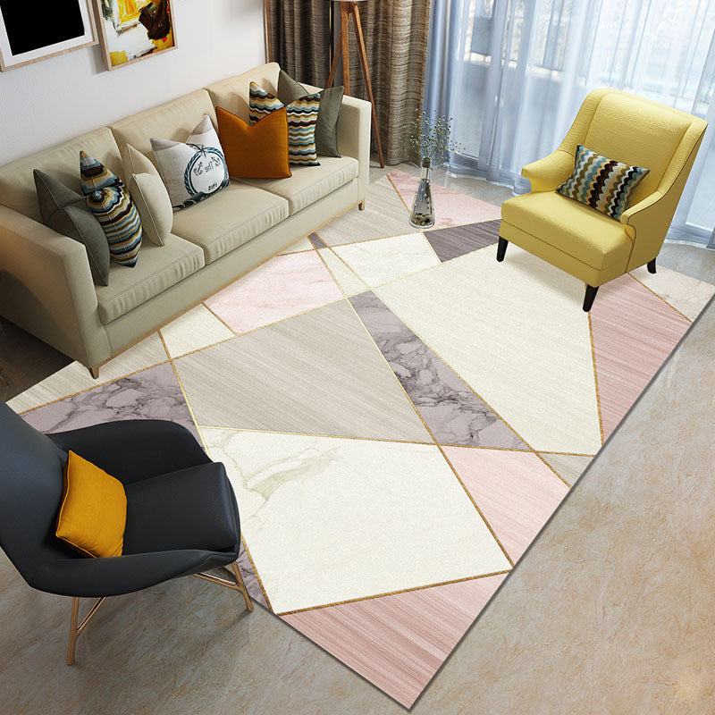 Funky Color Blocking Geometric Rug Multi Colored Nordic Rug Polypropylene Non-Slip Backing Pet Friendly Washable Rug for Room Light Beige Clearhalo 'Area Rug' 'Modern' 'Rugs' Rug' 2199048