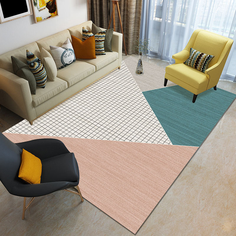 Funky Color Blocking Geometric Rug Multi Colored Nordic Rug Polypropylene Non-Slip Backing Pet Friendly Washable Rug for Room Clearhalo 'Area Rug' 'Modern' 'Rugs' Rug' 2199051