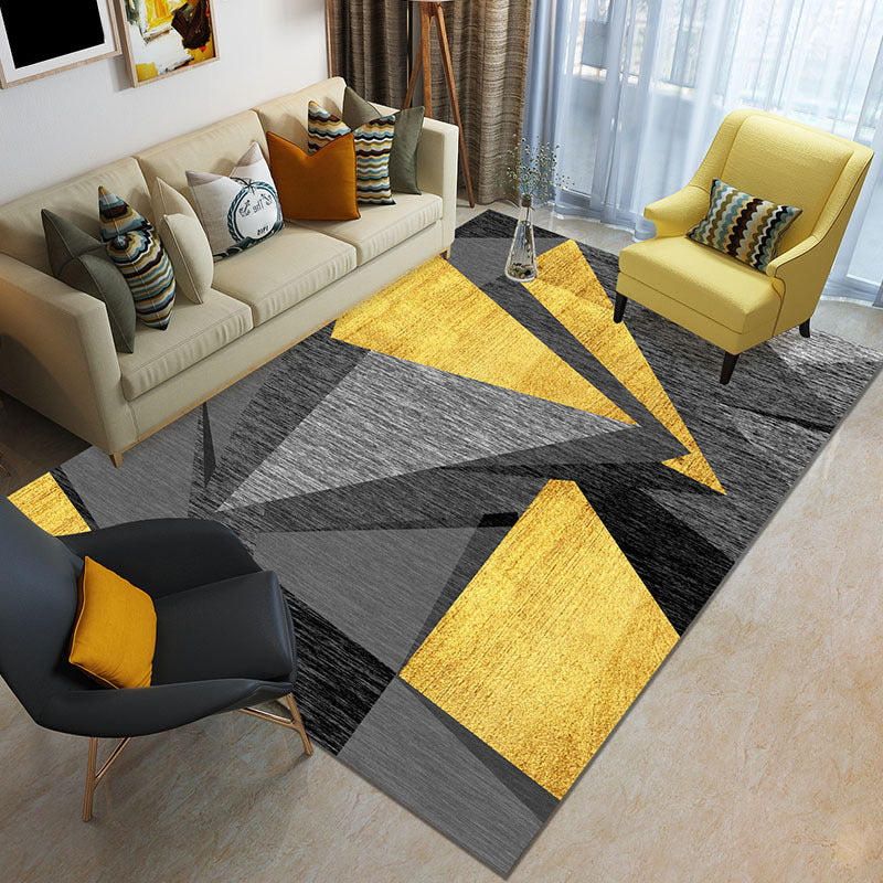 Funky Color Blocking Geometric Rug Multi Colored Nordic Rug Polypropylene Non-Slip Backing Pet Friendly Washable Rug for Room Yellow Clearhalo 'Area Rug' 'Modern' 'Rugs' Rug' 2199052